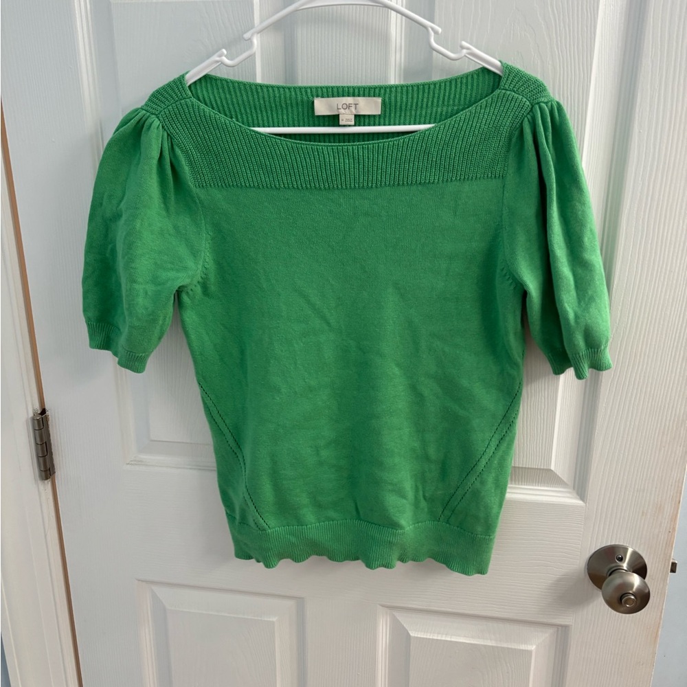 LOFT Green Short Sleeve Knit Top